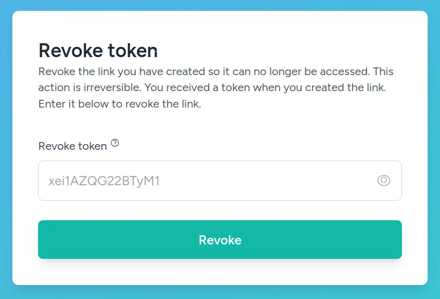 Screenshot of revoke page